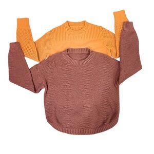 SHEIN Woman’s Medium (Size 6)Brown&Mustard Ribbed & Knit Sweater’s